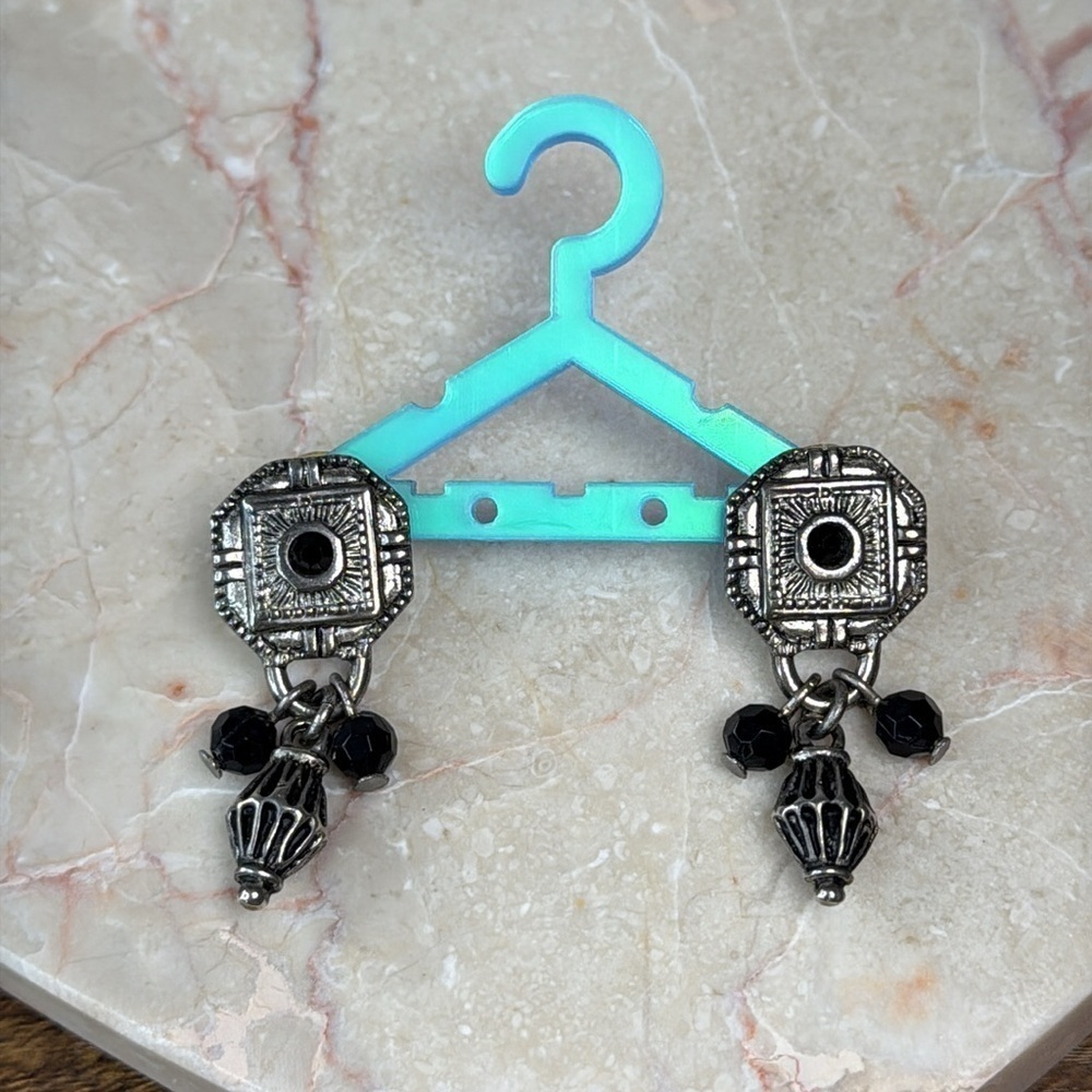 Elegant Black and Silver Dangle Earrings